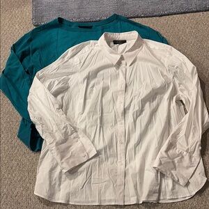 LANE Bryant BUNDLE / White Button-Up Shirt & teal sweater / New Condition